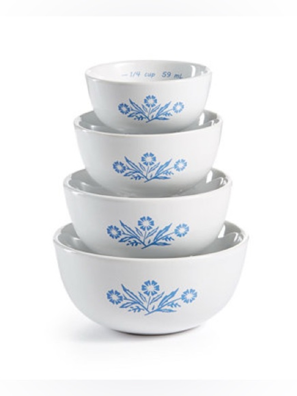 Corningware Measuring Cup Four Piece Set Blue Cornflower 60 Anniversary